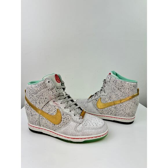 NEW Nike Dunk Sky Hi Wedge Sneakers 649464 001 Gold Year of the Horse Limited 7 - Picture 2 of 11